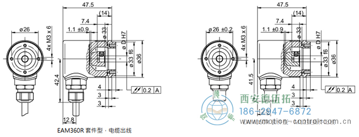 EAM360R-K - CANopen®/SAE J1939磁式絕對值重載編碼器外形及安裝尺寸(編碼器套件) - 西安德伍拓自動(dòng)化傳動(dòng)系統(tǒng)有限公司