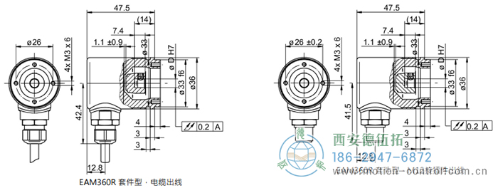 MAGRES EAM360R-K - Analog磁式絕對值重載編碼器外形及安裝尺寸(編碼器套件) - 西安德伍拓自動(dòng)化傳動(dòng)系統(tǒng)有限公司