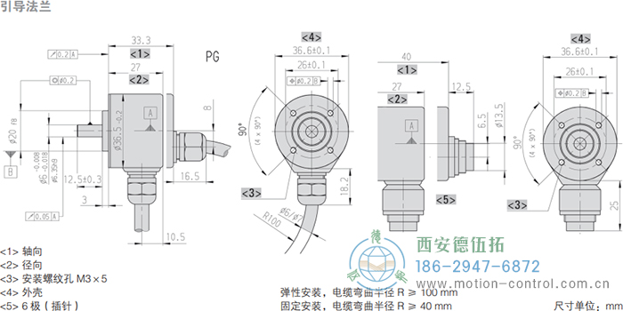 RI36-O實(shí)心軸光電增量通用編碼器外形及安裝尺寸(引導(dǎo)法蘭) - 西安德伍拓自動(dòng)化傳動(dòng)系統(tǒng)有限公司