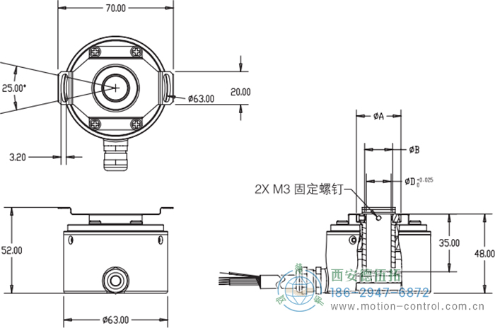 RI64空心軸標(biāo)準(zhǔn)光電增量編碼器外形及安裝尺寸 - 西安德伍拓自動化傳動系統(tǒng)有限公司